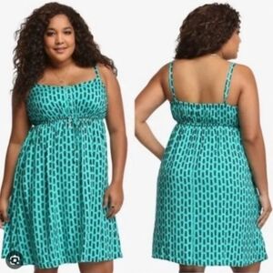 Torrid Women's Teal & Black Pineapple Print Adjustable Straps Dress Size 1X